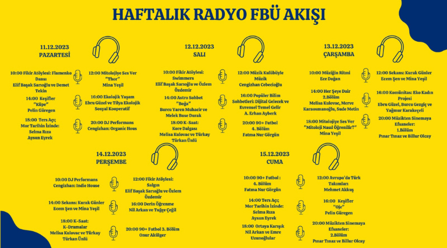 11-15 Aralık Radyo FBU Yayın Akışı